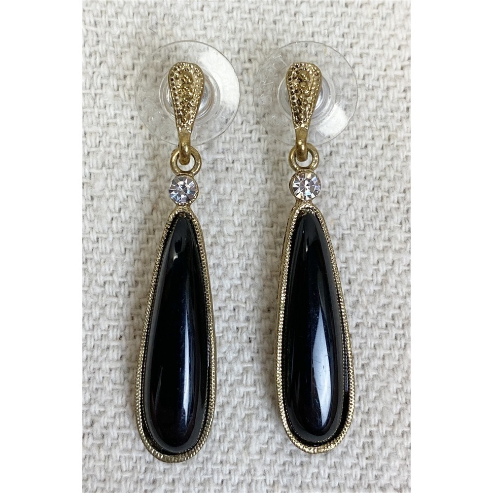 Vintage 1928 brand art deco faux onyx dangle earrings